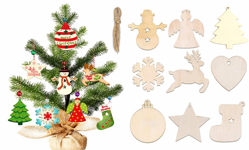 Image 1: Wooden Christmas Tree Decs