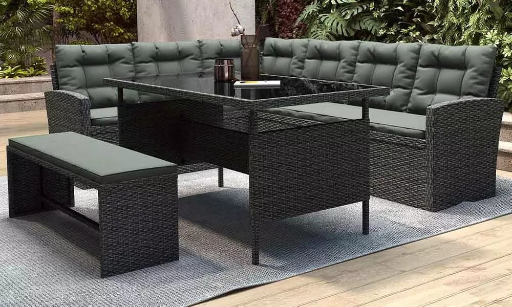 Salon de jardin Kocoon 8 places canapé d'angle, modèle "Oscar"