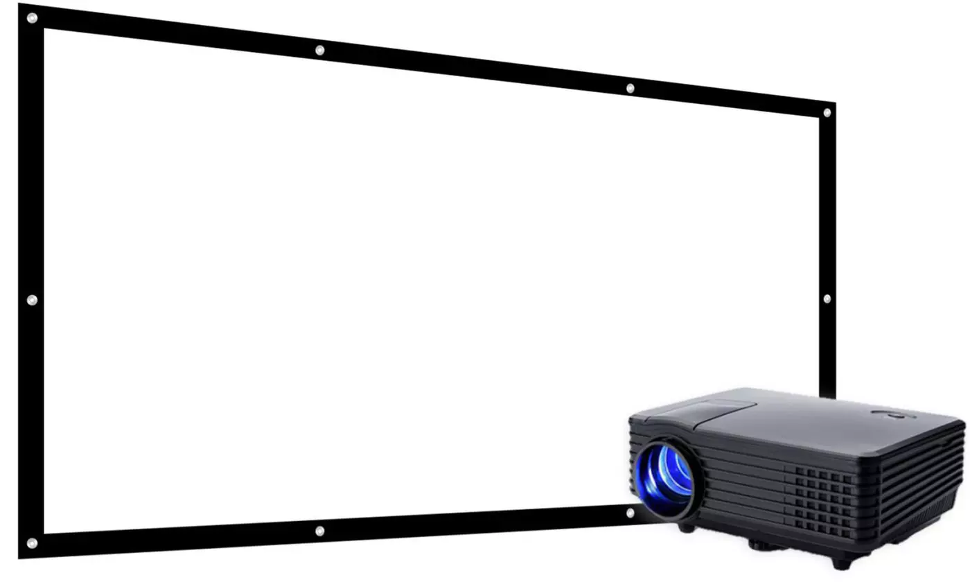 Favi Home or Portable Indoor/Outdoor LED Projector with 100" Screen Bundle - Primary Image