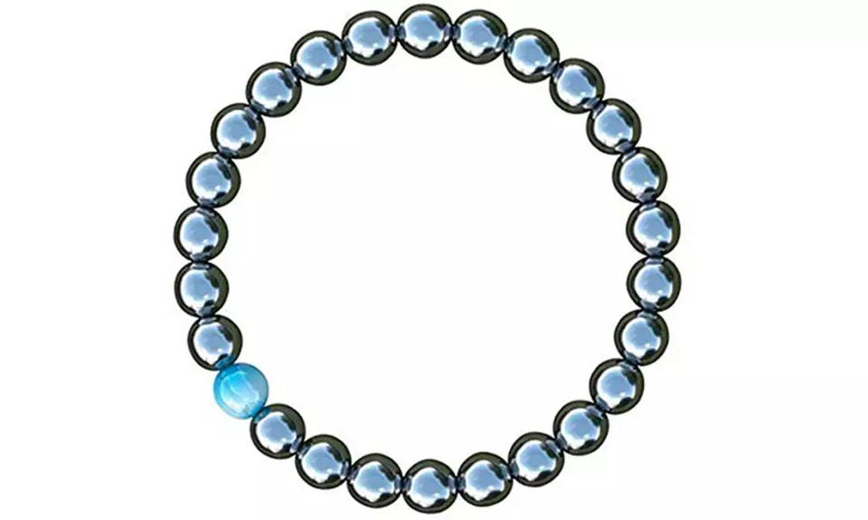 1x, 2x oder 3x Hämatit-Armband mit blauer Opal-Perle