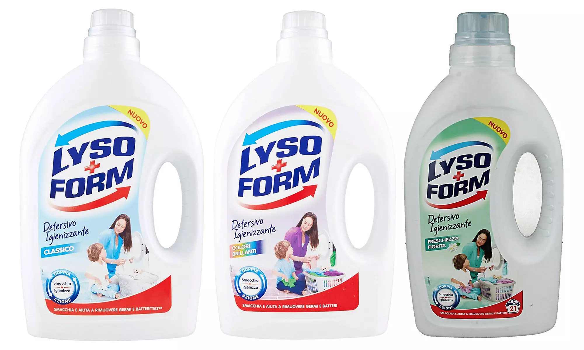 6 o 12 confezioni da 21 lavaggi di detersivo Lysoform per lavatrice, disponibile in 3 tipologie - Primary Image