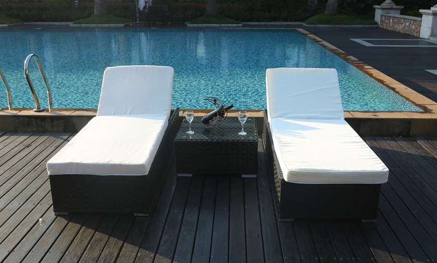 Image 3: Rattan-Effect Sun Lounger Set