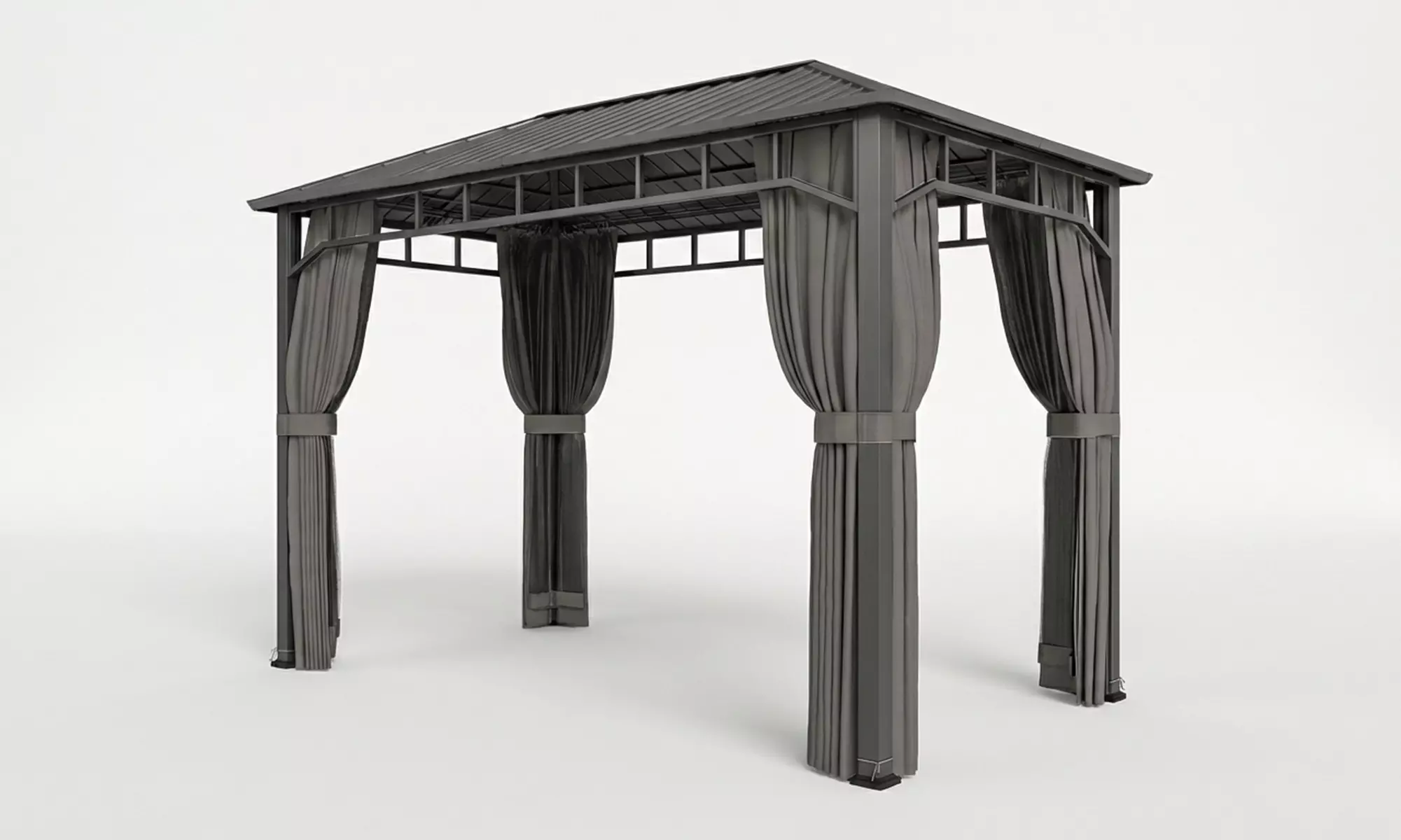 Outsunny Dark Grey Metal Garden Gazebo with Galvanised Roof