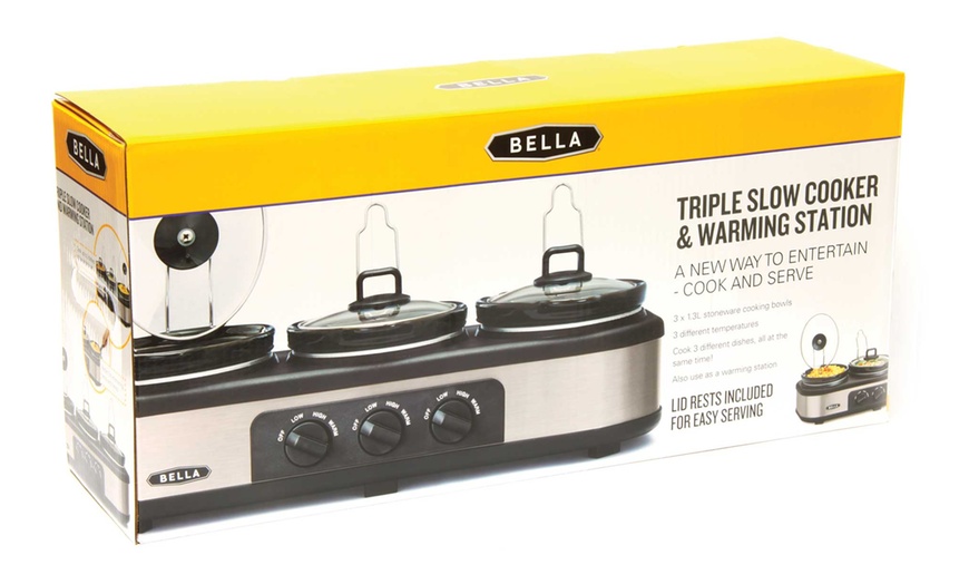 Image 5: Bella Triple Slow Cooker and Pots