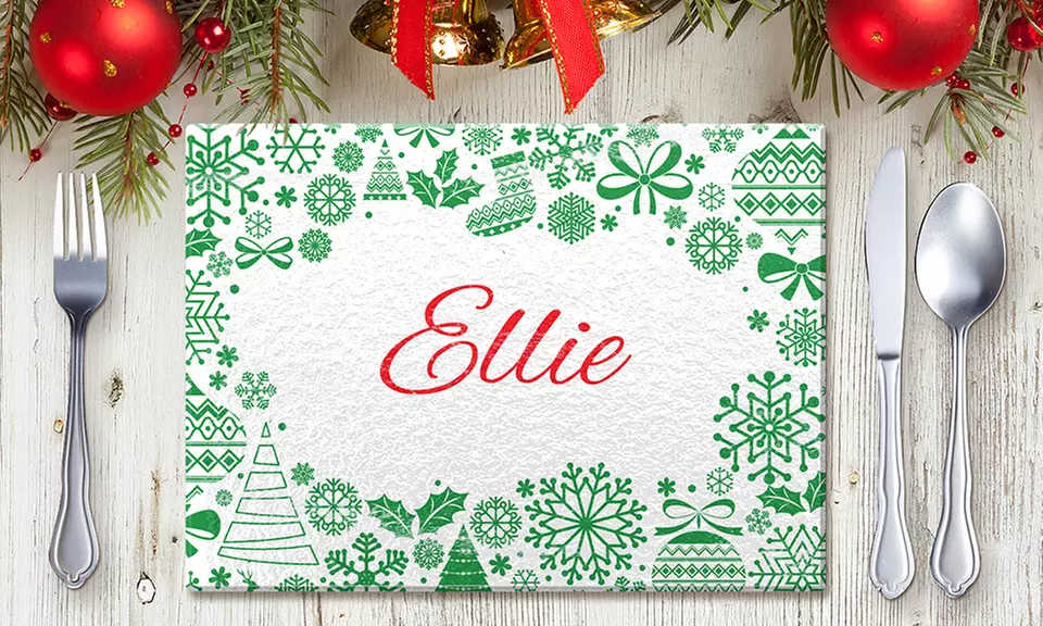 One, Two, or Four Custom Glass Christmas Placemats from Fabness (Up to 81% Off). - Primary Image