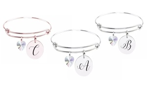 Initial Charm and Heart Charm Gift Made with Crystals from Swarovski®