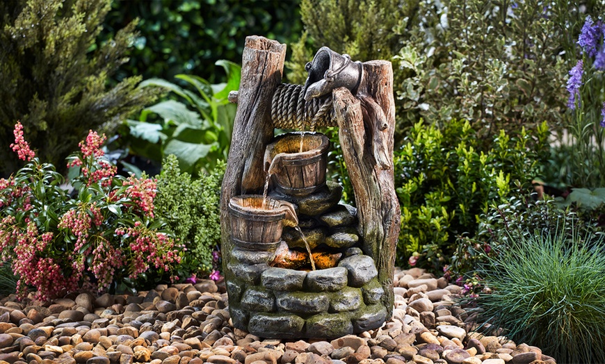 Image 3: Serenity Wishing Well Water Features ​with LED Lighting