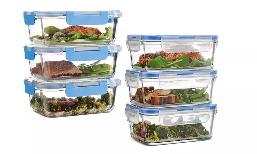 Oven-Safe Glass Food Storage Meal Prep Containers (3 or 6 Pack) - Primary Image