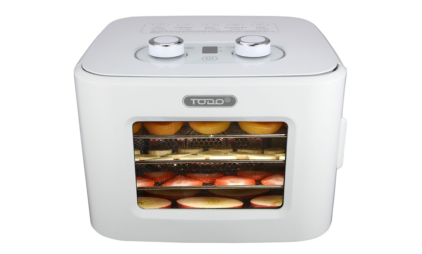 Image 13: TODO 400W Food Dehydrator Stainless Steel Interior in Navy or White
