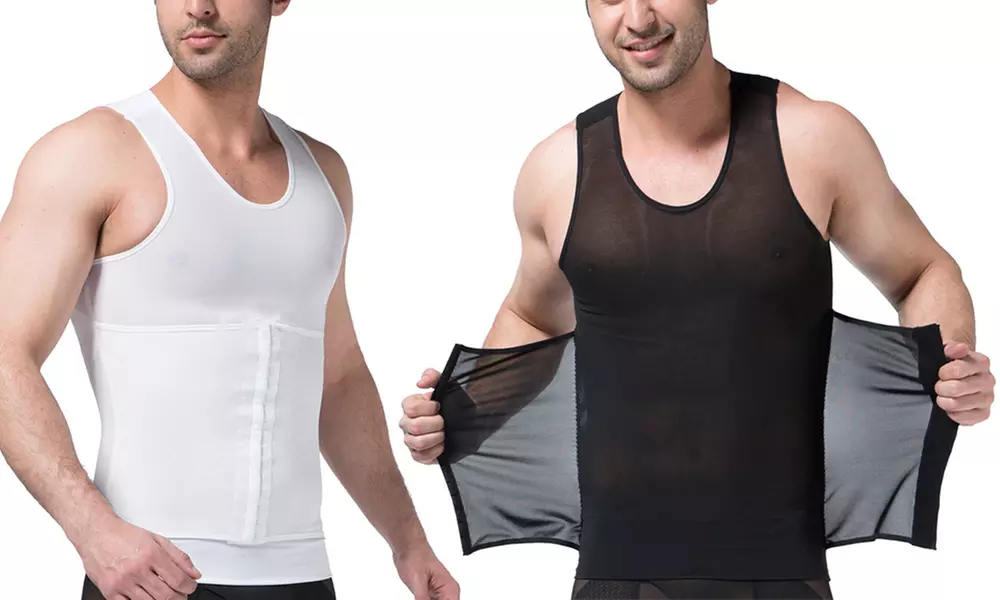 Men's Core Support Compression Shirt with Slimming Belt - Primary Image