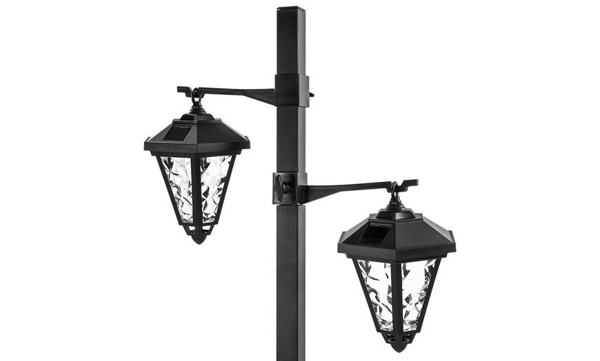 Image 4: One or Two 1.4m Twin-Head Solar Warm White LED Lamp Post Lights