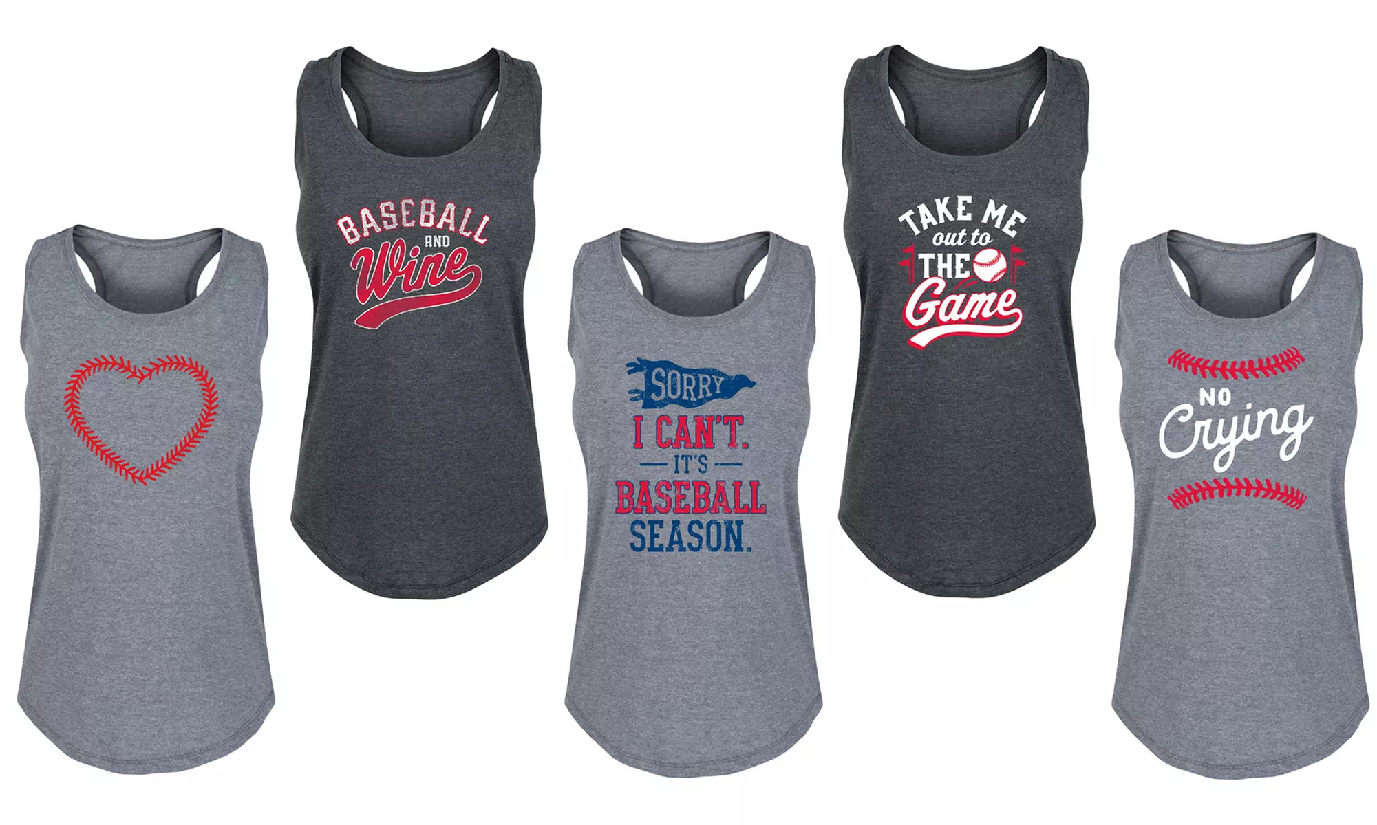 Women's Baseball & Wine Racerback Tank. Plus Sizes Available. - Primary Image