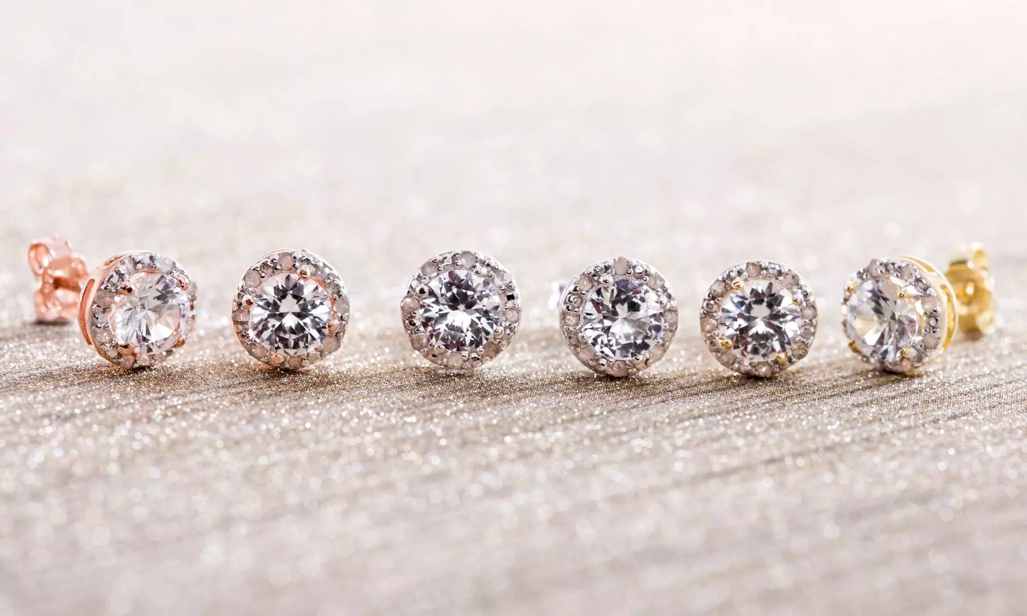 Angélique Paris White Sapphire and 1/10 CTTW Diamond Earrings in Sterling Silver - Primary Image