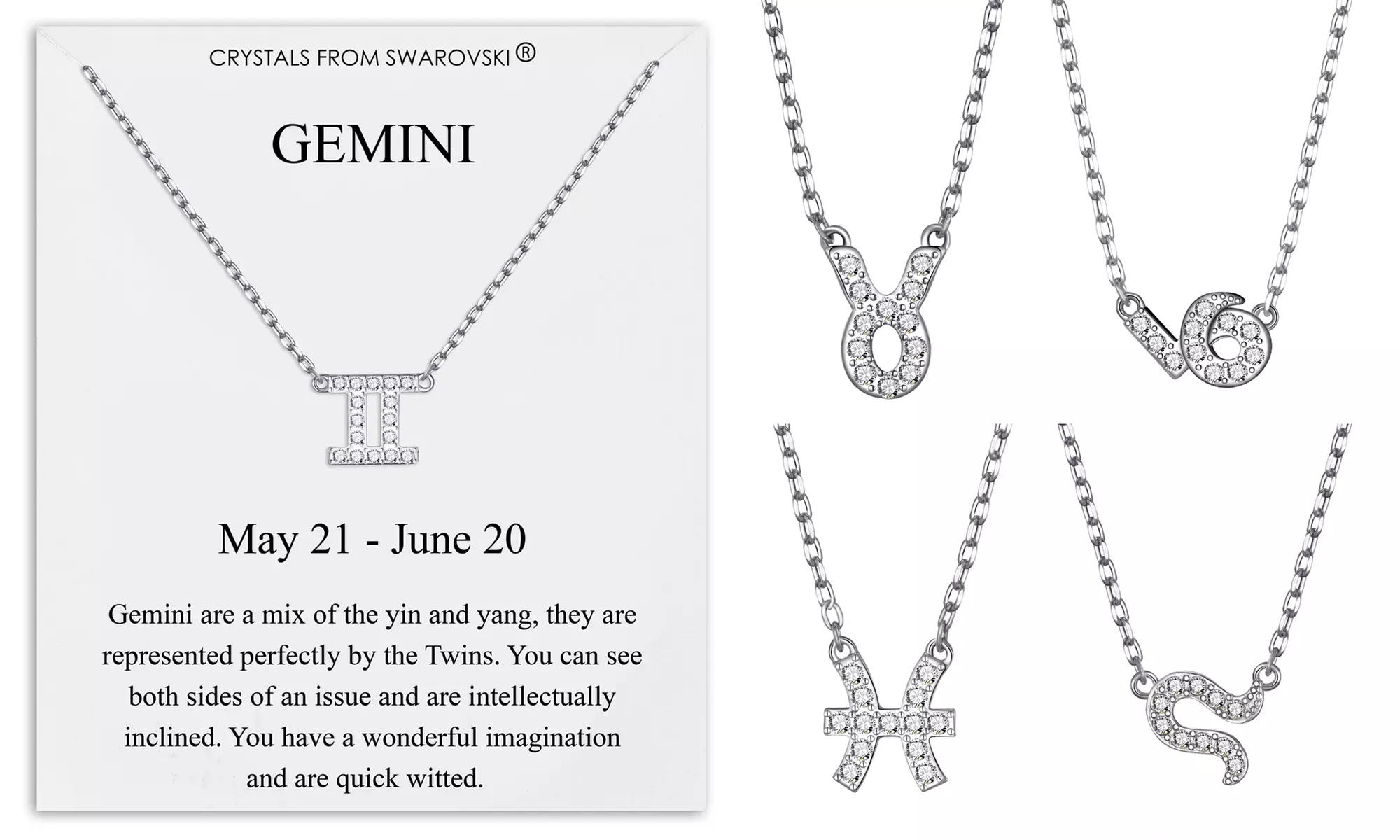 Colliers de la marque Philip Jones orné de cristaux Zircondia® avec signe du zodiaque au choix - Primary Image