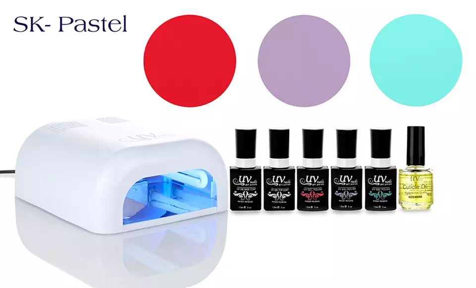 UV-Nails At-Home Gel Polish Starter Kit with UV Lamp, Cuticle Oil, and Gel Polish - Second Medium