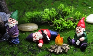 Three Drunk Gnomes and Bonfire Ornament Set