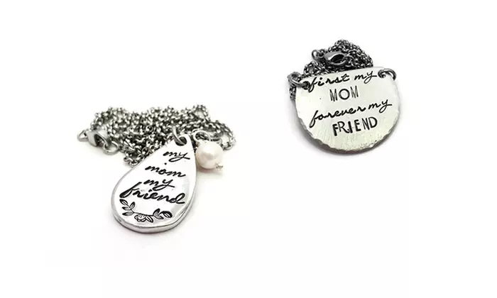 Hand-Stamped "First My Mom, Forever My Friend" or "My Mom, My Friend" Necklace from Bliss Stamped Jewelry (50% Off) - Primary Image