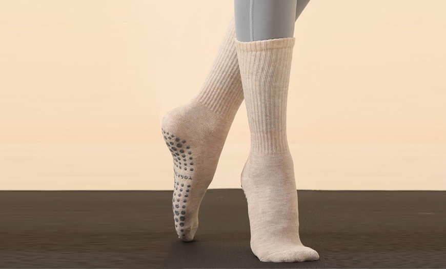 Image 1: One, Three or Six Pairs Non-Slip Socks With Grippers for Yoga