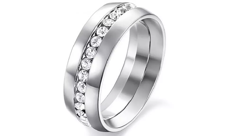 Silver Plated Eternity Ring with Cubic Zirconias - Primary Image