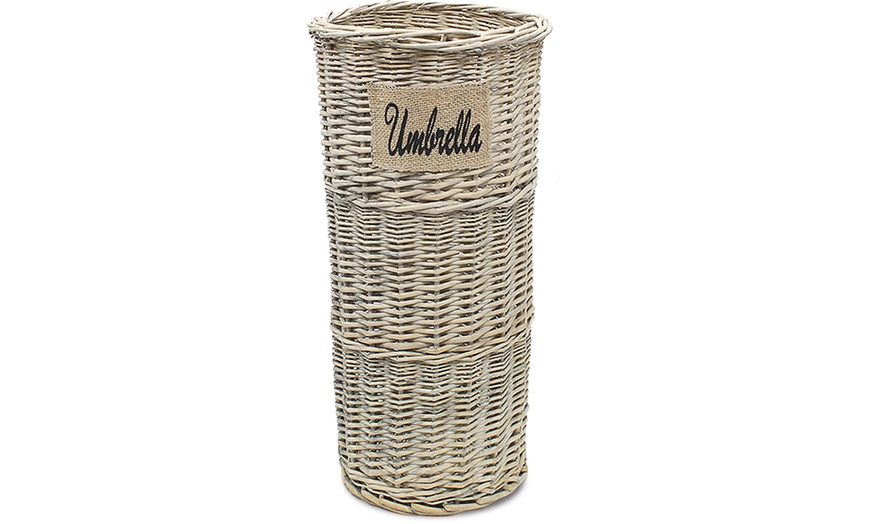 Image 3: Daniel James Products Wicker Umbrella Basket Stand