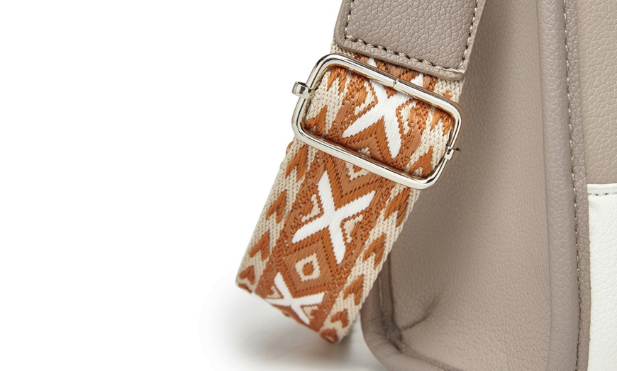 Image 20: Miss Lulu PU Leather Graceful Spacious Tote Bag with Woven Trim Strap