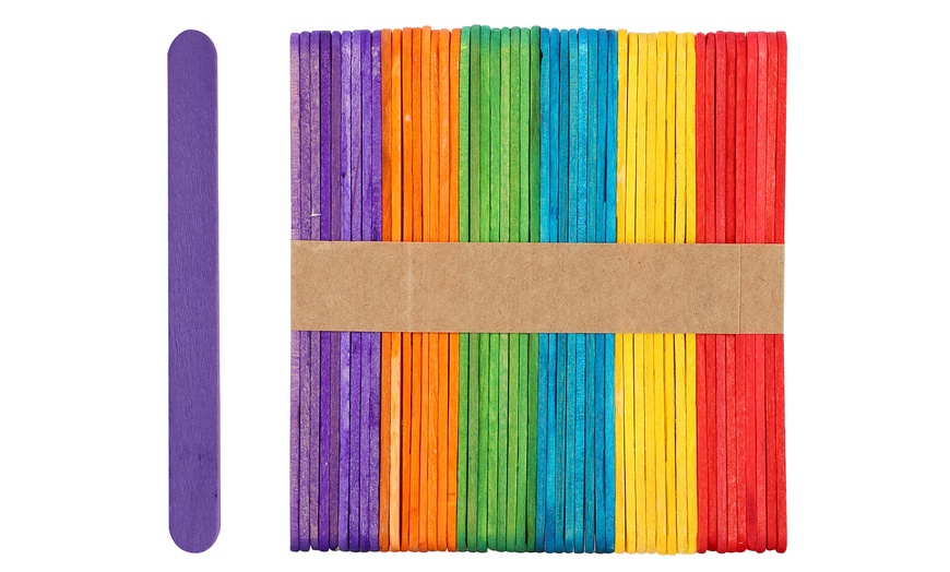 Image 1: Up to 500 Vinsani Coloured Wooden Lolly Sticks