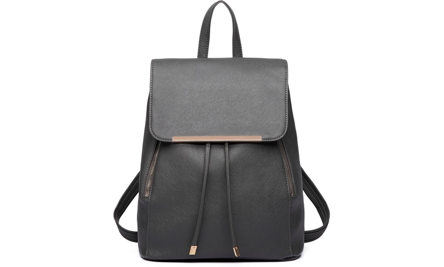 Image 1: Miss Lulu Faux Leather Fashion Backpack