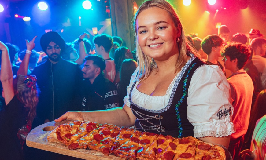 Image 3: Delicious German Hot Dog or Pizza with Beer or Wine - One, Two or Four