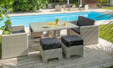 Salon de jardin en résine tressée avec housse de protection en option