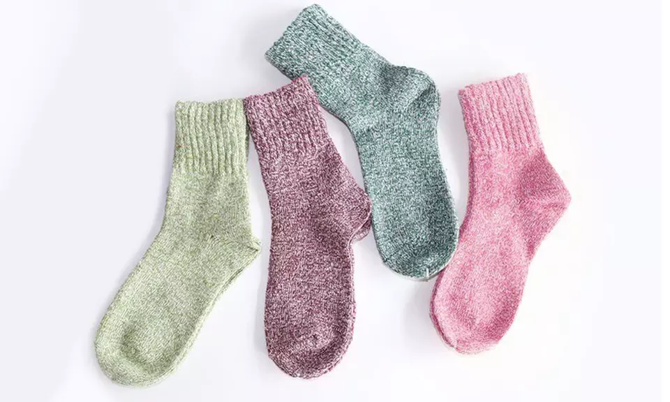 Lot de 4 ou 8 chaussettes chaudes en laine colorées - Second Medium