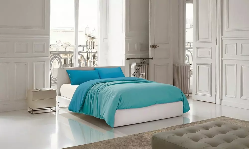 Parure copripiumino bicolore in cotone con federe