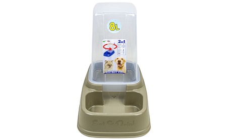 Dispenser per animali domestici automatico a caduta 2 in 1 da 8 L Eat and Drink