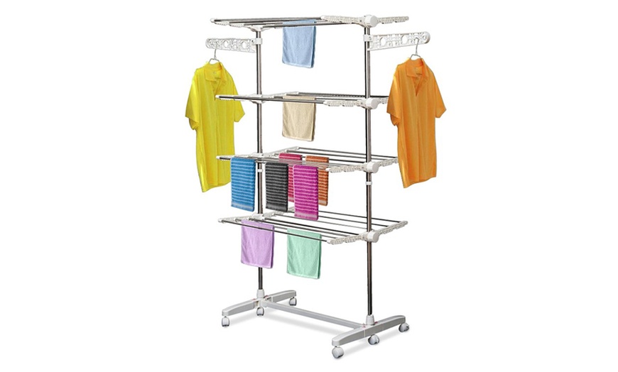 Up To 4% Off HomCom Adjustable Foldable Clothes Airer Rail | Groupon