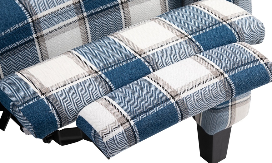 Image 8: Homcom Plaid Recliner Armchair