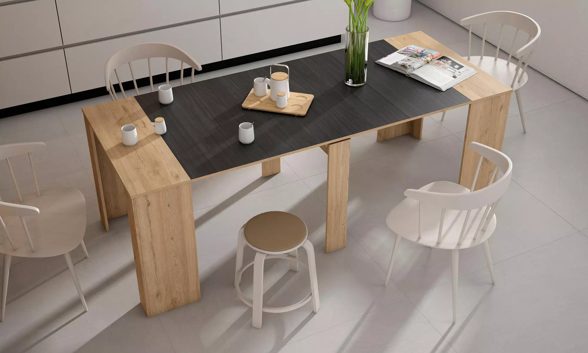 Uitschuifbare tafel voor maximaal 10 of 12 personen