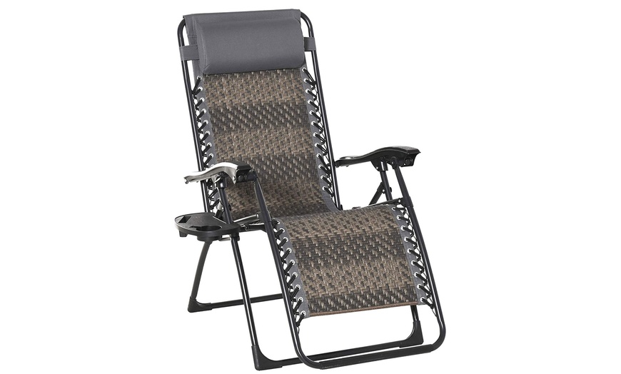 Image 2: Outsunny Zero Gravity Lounger with Headrest