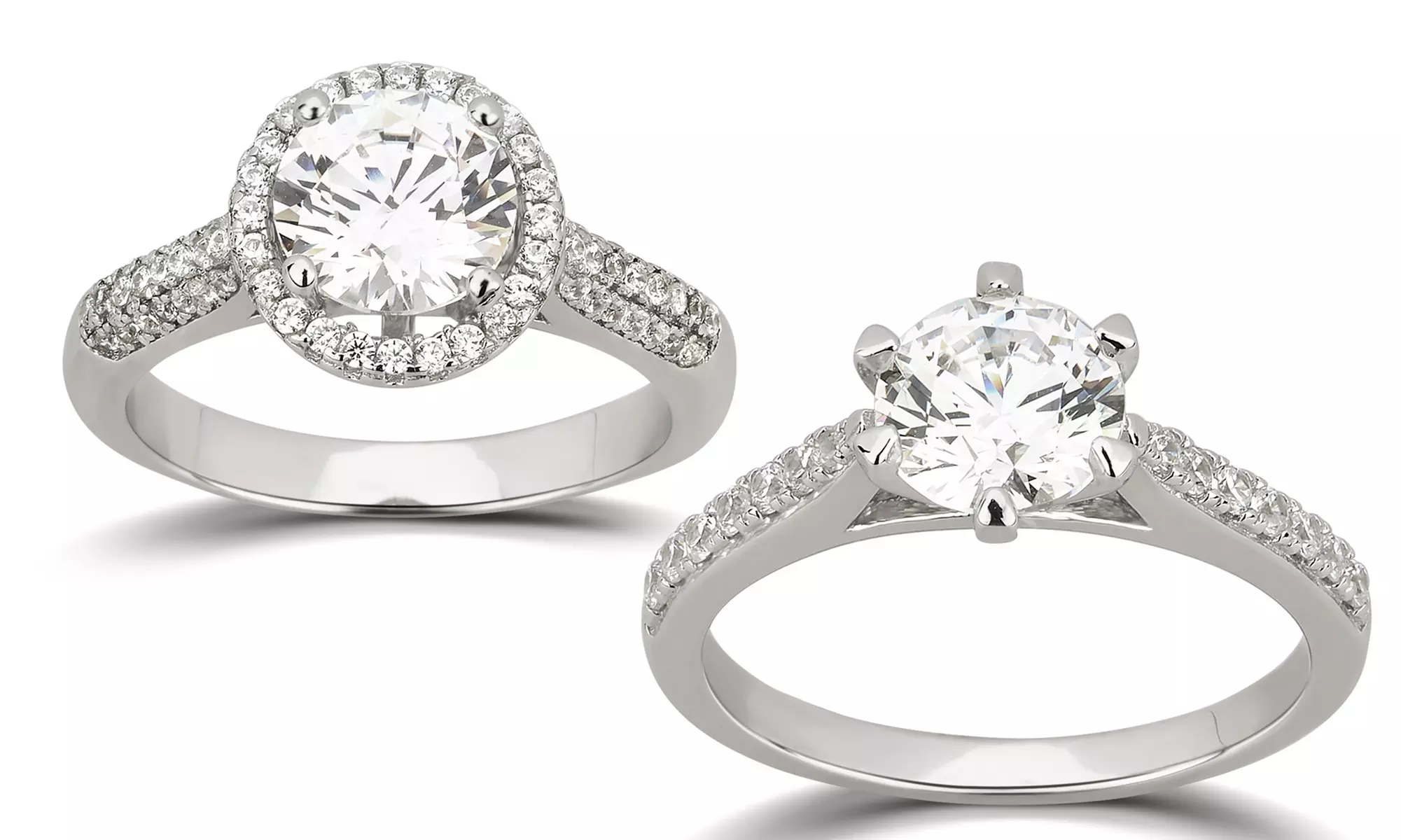 Sterling Silver Engagement Ring made with Swarovski Elements and Cubic Zirconia - Primary Image