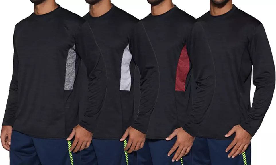 4 Pack Men's Dry-Fit Moisture Wicking Performance Long Sleeve T-Shirt - Primary Image