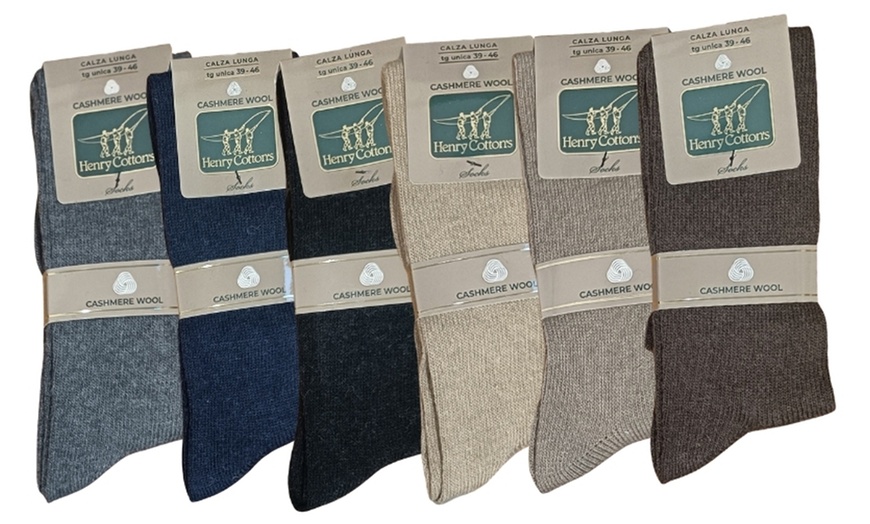 Image 2: Pack di 6 paia di calze lunghe uomo in cashmere e lana Henry Cotton's