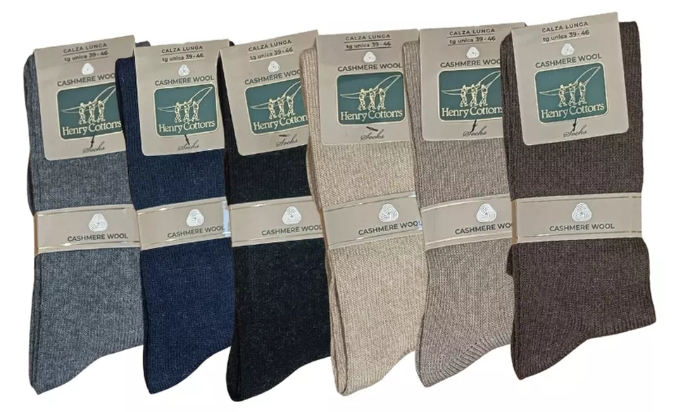 Pack di 6 paia di calze lunghe uomo in cashmere e lana Henry Cotton's