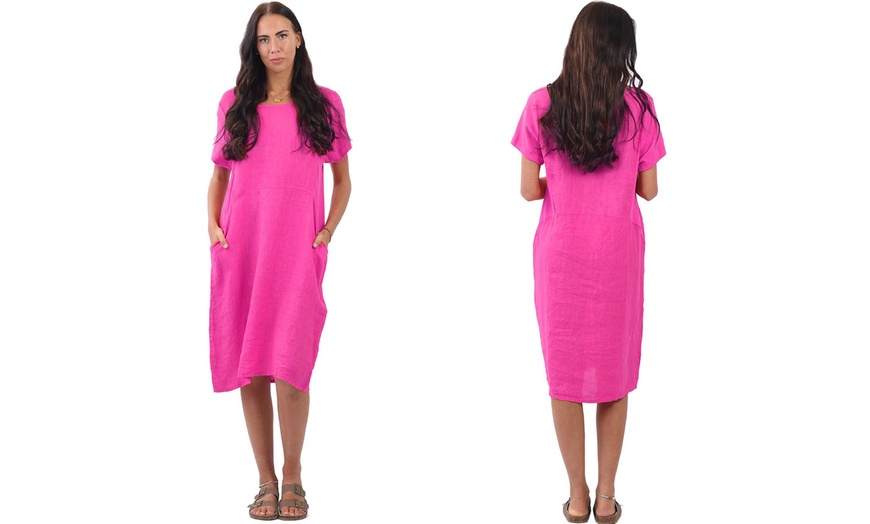 Image 5: Women's Plain Cotton Midi Dress with Pockets