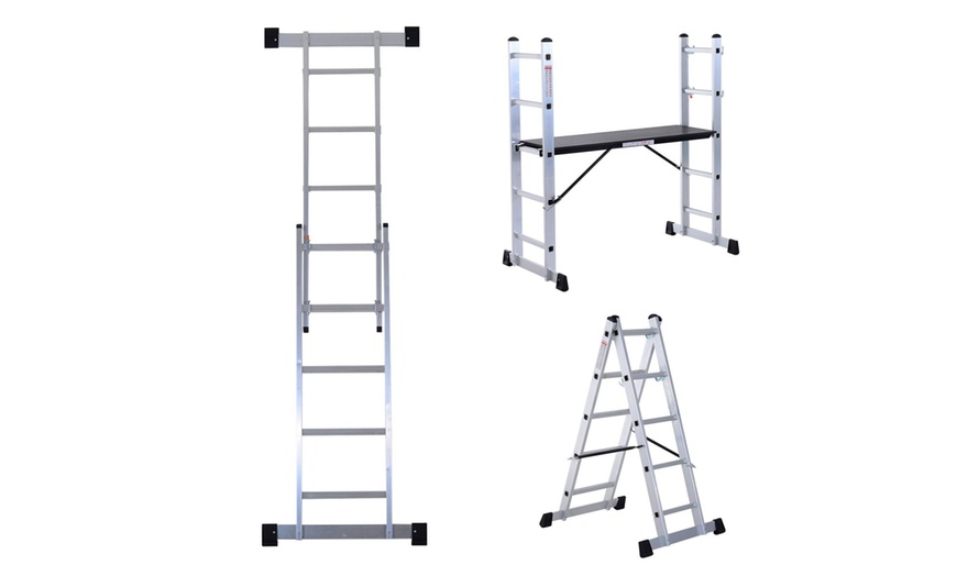 Image 2: HomCom Multi-Functional Ladder