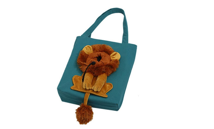 Image 12: Lion-Shaped Pet Canvas Shoulder Bag