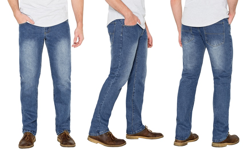 Men's 100% Cotton Regular Fit Washed Denim Jeans (Size 34) | Groupon