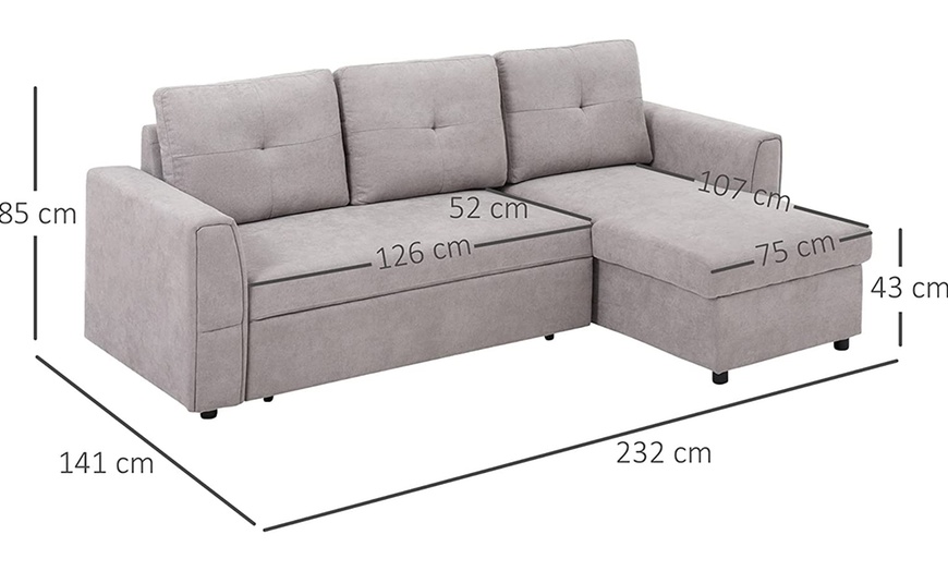 Image 7: HomCom L-Shaped Corner Sofa Bed
