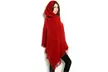 Kapuzen-Poncho mit Fransen für Damen in Schwarz, Grau oder Rot - Second Medium