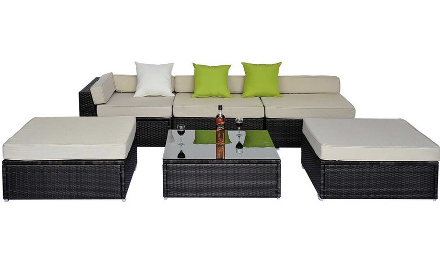 Image 2: Rattan Effect Modular Sofa Set
