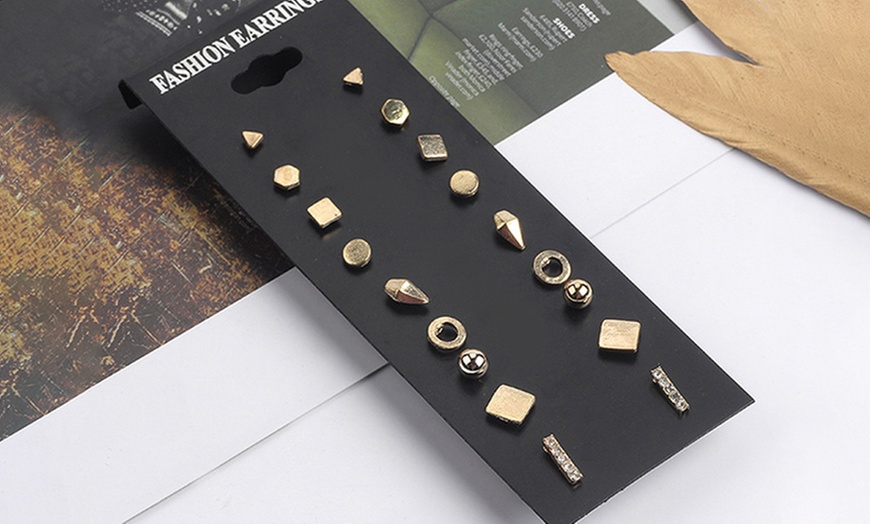 Image 3: Nine-Pair Stud Earring Set