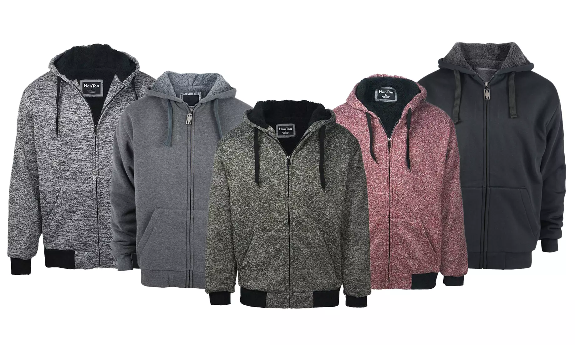 LeeHanTon Men's Marled & Solid Soft Sherpa Zip Up Hoody (S-5Xl) - Primary Image