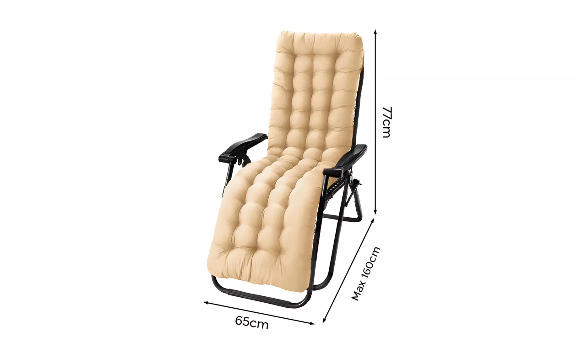 Chaise pliante avec coussin et dossier inclinable